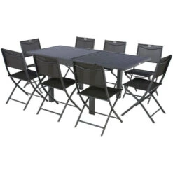Table Rectangulaire Extensible Piazza 8 P. Graphite Hespéride -Mobilier Soldes table rectangulaire extensible piazza 8 personnes graphite hesperide 5
