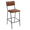 Tabouret De Bar En Cuir Marron Dario Atmosphera -Mobilier Soldes tabouret bar cuir marron dario atmosphera