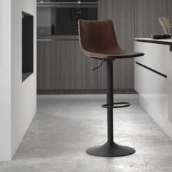 Tabouret De Bar Réglable Trevi PU Brun 8 Tabouret De Bar Réglable Trevi PU Brun -Mobilier Soldes tabouret bar reglable trevi pu brun 1