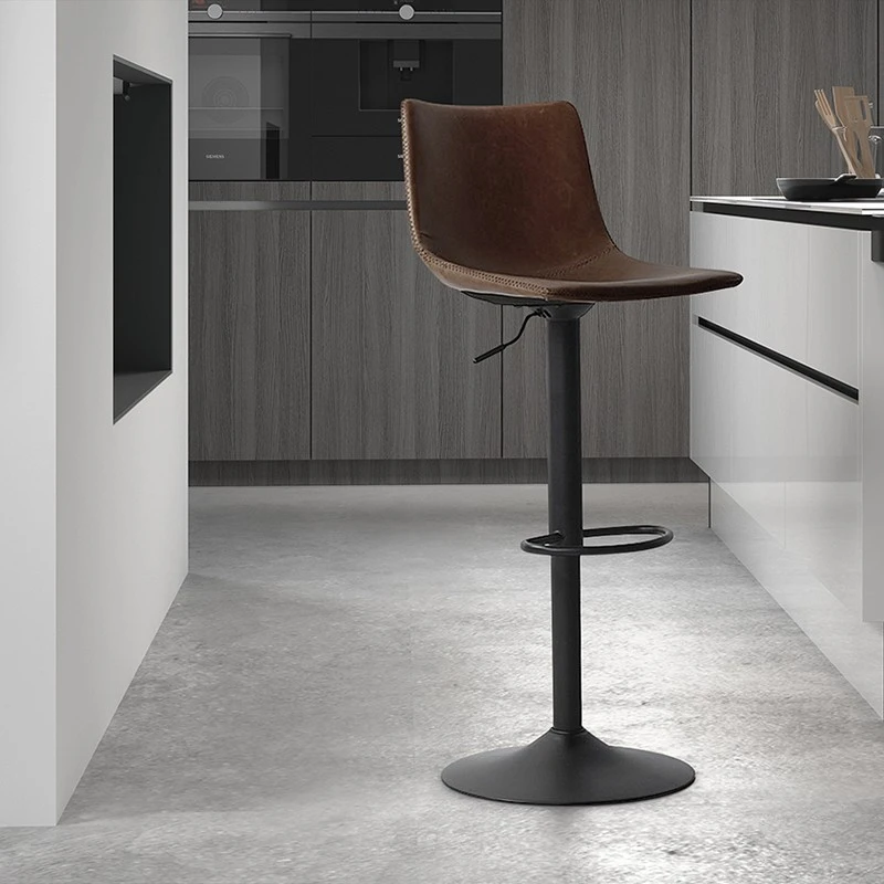 Tabouret De Bar Réglable Trevi PU Brun 4 Tabouret De Bar Réglable Trevi PU Brun – Image 2