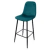 Tabouret De Bar En Velours Bleu Canard Pieds Métal Inoui -Mobilier Soldes tabouret de bar en velours bleu canard pieds metal inoui
