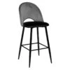 Tabouret De Bar Kara Velours Gris Atmosphera -Mobilier Soldes tabouret de bar kara velours gris atmosphera