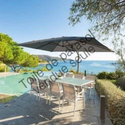 Toile Rempl. Rectangulaire En Oléfine Anthracite Eléa Hespéride -Mobilier Soldes toile remplacement rectangulaire anthracite pour parasol elea hesperide 3