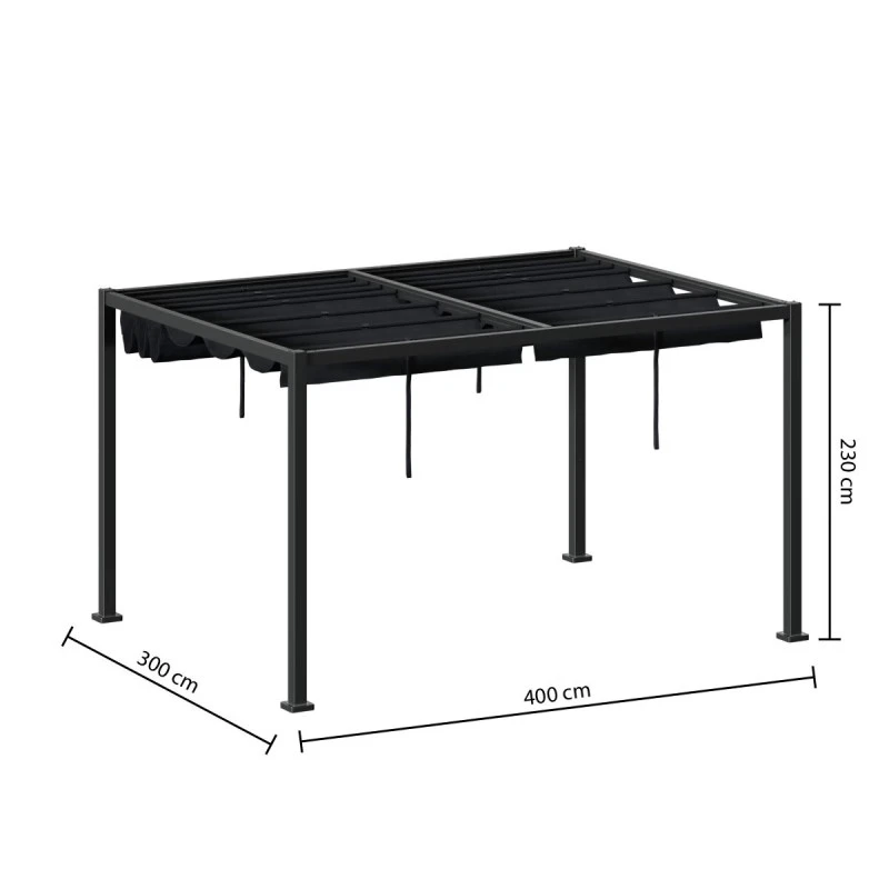 Tonnelle 4 X 3 M Aluminium Ardoise / Graphite Zalya Hespéride 6 Tonnelle 4 X 3 M Aluminium Ardoise / Graphite Zalya Hespéride – Image 4