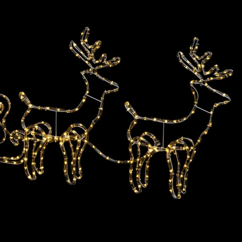 Traineau De Noël Avec Rennes Lumineux Blanc Chaud 4 Traineau De Noël Avec Rennes Lumineux Blanc Chaud – Image 2