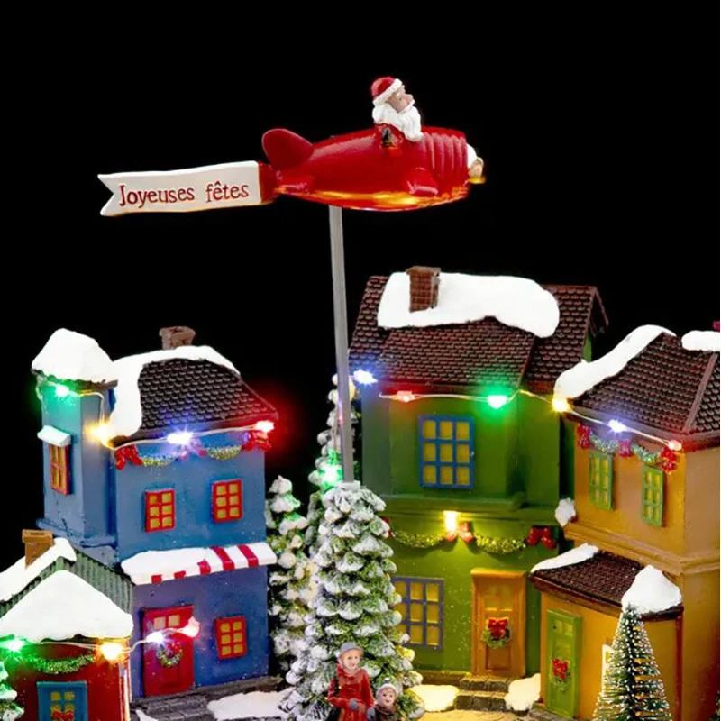 Village De Noël Avion Du Père Noël Et Calèche Lumineux Et Animé 4 Village De Noël Avion Du Père Noël Et Calèche Lumineux Et Animé – Image 2