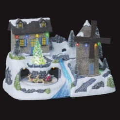 Village De Noël Moulin à Vent Animé, Lumineux Et Musical 7 Village De Noël Moulin à Vent Animé, Lumineux Et Musical -Mobilier Soldes village de noel moulin a vent anime lumineux et musical 1 1