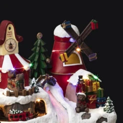 Village De Noël Moulin Et Horloge Du Père-Noël -Mobilier Soldes village de noel moulin et horloge du pere noel 1