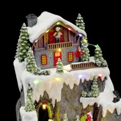 Village De Noël Père-Noël Et Chalet à La Montagne Lumineux -Mobilier Soldes village de noel pere noel et chalet a la montagne lumineux 1 2