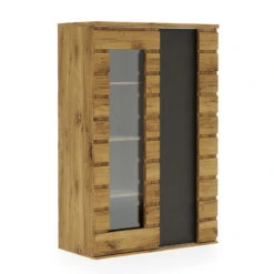 Vitrine 1 + 1 Portes Miro Bois Foncé / Anthracite