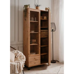 Vitrine 2 Portes 2 Tiroirs Coloris Chêne/anthracite Medan 8 Vitrine 2 Portes 2 Tiroirs Coloris Chêne/anthracite Medan -Mobilier Soldes vitrine 2 portes 2 tiroirs coloris cheneanthracite medan 2